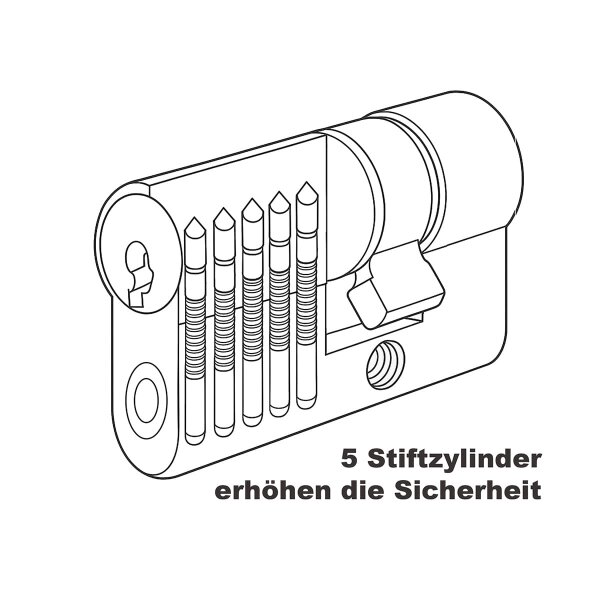 Halbzylinder Messing vernickelt - Profilzylinder einseitg schließend - 5-Stift Türzylinder 35/10mm