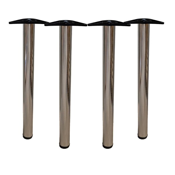 Tischbeine 4er Set rund Ø60mm - Metall Edelstahl Optik höhenverstellbare Tischfüße 710mm