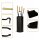 Kaminbesteck 5-teilig Schwarz mit Messinggriffen - Besteckbehälter Ofenset - Design Kamingarnitur