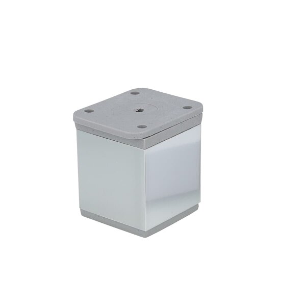 Möbelfuß höhenverstellbar Chrom glänzend - Möbelbein Höhe 50mm eckig - Möbelstempel Aluminium