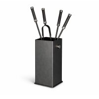 Kaminset 5-teilig robust - Kaminbesteck Anthrazit eckiger...