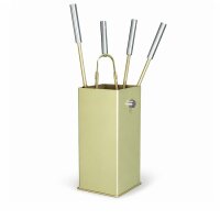 Kaminbesteck Taupe 5-tlg. - moderne eckige Kamingarnitur...