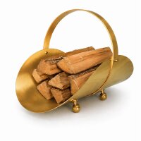 Kaminholzkorb Messing massiv - Holztrage edel...