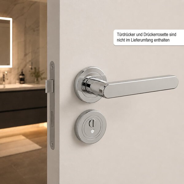 Badezimmer Rosettenpaar Chrom glänzend rund 52mm - Türrosetten WC Verriegelung