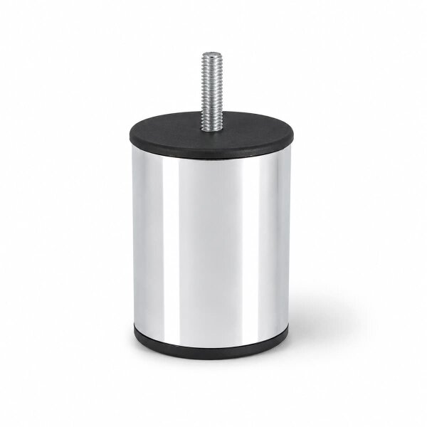 Möbelfuß 80mm Chrom glänzend - Aluminium Möbelbein Ø 60mm mit M8 Stockschraube - Möbelstempel