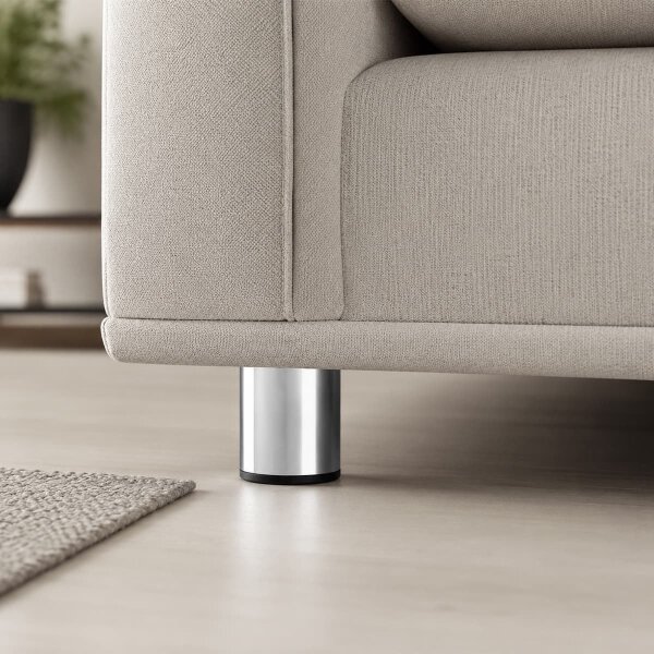 Möbelfuß 80mm Chrom glänzend - Aluminium Möbelbein Ø 60mm mit M8 Stockschraube - Möbelstempel