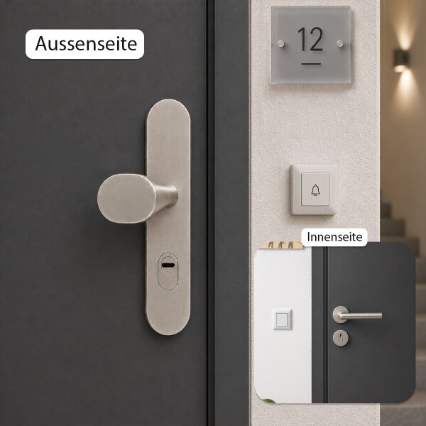 Sicherheitsbeschlag 8/72 Edelstahl mit Kernziehschutz - Kombi-Schutzbeschlag Wohnungseingangstür
