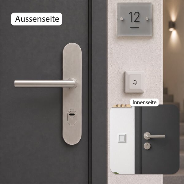 Sicherheitsbeschlag 8/72 Edelstahl mit Kernziehschutz - Kombi-Schutzbeschlag Wohnungseingangstür