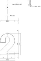 Intersteel Hausnummer 2 120 mm Chrom matt