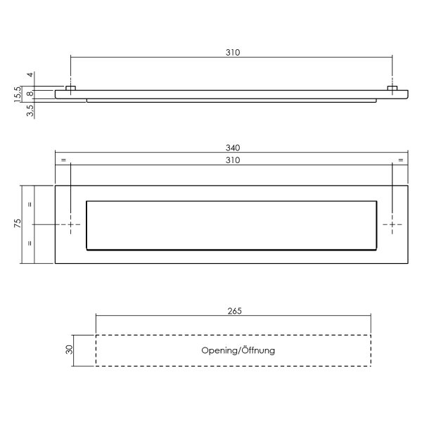 Intersteel Briefeinwurfklappe rechteckig Schwarz