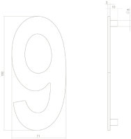 Intersteel Hausnummer 9 150 mm Edelstahl/Schwarz matt