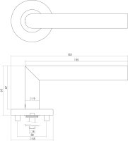 Intersteel Türdrücker Recht 90° auf Rosette...