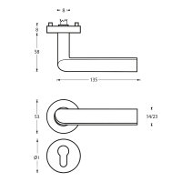 Intersteel Türdrücker Ovale 90° auf Rosette...