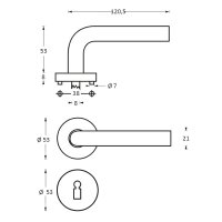 Intersteel Türdrücker Jupiter auf Rosette...