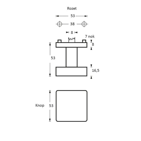 Intersteel Haustürknopf auf Rosette 53x53x10 mm für Wechselgarnitur Edelstahl gebürstet