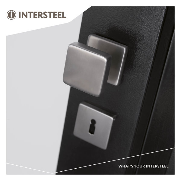 Intersteel Haustürknopf auf Rosette 53x53x10 mm für Wechselgarnitur Edelstahl gebürstet