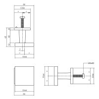 Intersteel Türknopf feststehend eckig verkröpft...