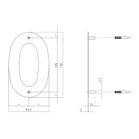 Intersteel Hausnummer 0 150 x 2 mm Edelstahl gebürstet