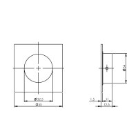 Intersteel Griffmuschel Eckig Ø52/55 mm Edelstahl...