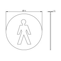 Intersteel Piktogramm Herrentoilette ø76x1,5 mm...