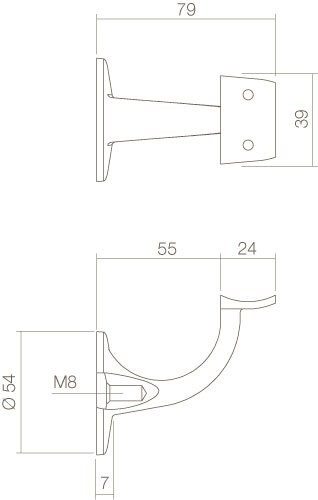 Intersteel Handlaufhalter runde Auflage Edelstahl gebürstet