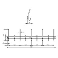 Intersteel Garderobe 9 Haken Edelstahl gebürstet