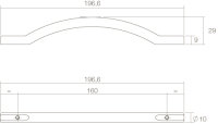 Intersteel Möbelgriff Gebogen aufgesetzt 197 mm Schwarz