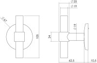 Intersteel Haustürknopf T-gerade auf runder...