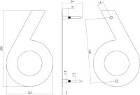 Intersteel Hausnummer 6 200 mm Edelstahl gebürstet