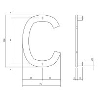 Intersteel Hausbuchstabe C 100 mm Edelstahl gebürstet