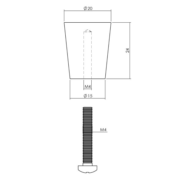 Intersteel Möbelknopf ø 20 mm konisch Edelstahl gebürstet