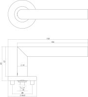 Intersteel Türdrücker Recht 90° auf Rosette...