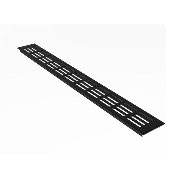 Aluminium Lüftungsgitter 60mm x 1200mm Stegblech Schwarz RAL9005 Lüftunsgsblech Heizungsblech