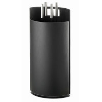 Kaminbesteck Ofenbesteck Kunstleder schwarz Griffe...