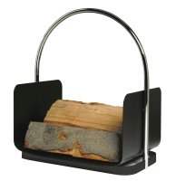 Holzkorb Kamingarnitur Kaminzubehör - schwarz...