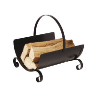 Holzkorb Kamingarnitur Kaminzubehör  schwarz...
