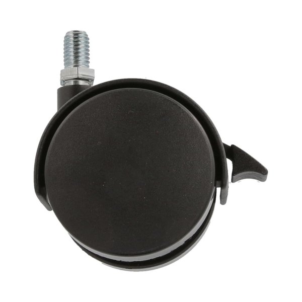 Schwarze Möbelrolle Kunststoffmöbelrolle mit Bremse 15mm Gewinde Hartbodenrolle div. Größen Ø50mm M8 einzeln
