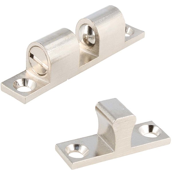 Doppelkugelschnäpper Messing - Verstellbarer Türschnäpper für Möbel Kugelverschluss vernickelt 43mm
