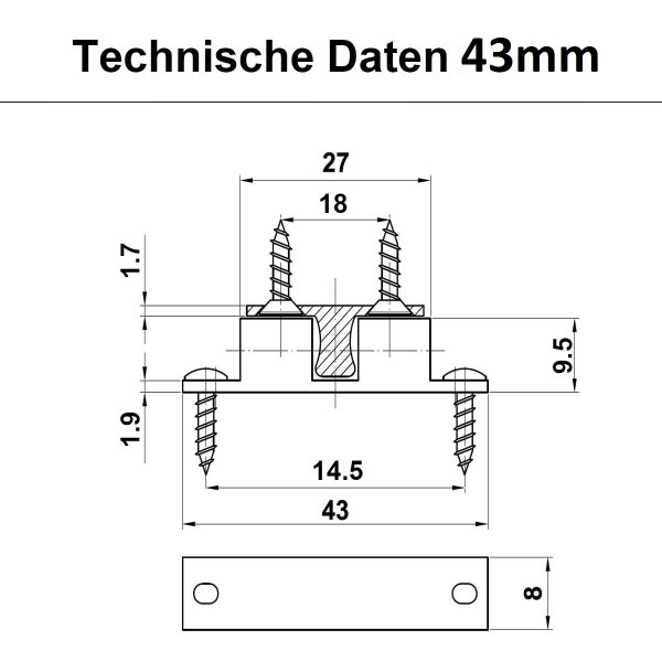 Doppelkugelschnäpper Messing - Verstellbarer Türschnäpper für Möbel Kugelverschluss vernickelt 43mm
