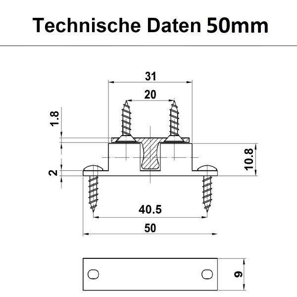 Doppelkugelschnäpper Messing - Verstellbarer Türschnäpper für Möbel - Kugelverschluss natur 50mm