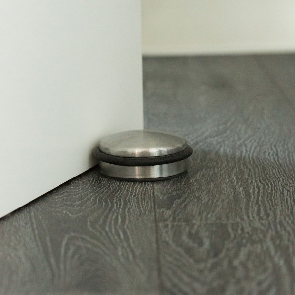 Türstopper Bodentürstopper Türhalter flach verschiedene Farben ø 104mm Wandstopper Edelstahl Optik
