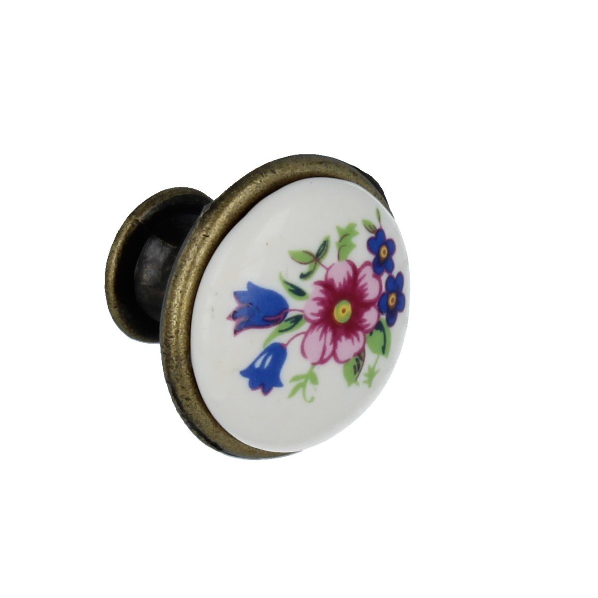 Möbelknopf Schrankknopf Porzellan weiß mit Muster Modell Blume Durchm, 1,29 €