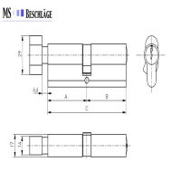Knopfzylinder Türschloss Profilzylinder mit Knopf...