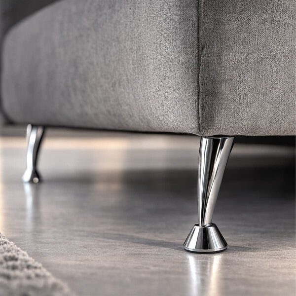 Möbelfuß Chrom glänzend 120mm - Metall Sofafuß Möbelbein modern - DIY Möbelstützfuss bodenschonend