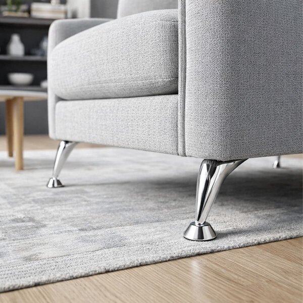 Möbelfuß Chrom glänzend 120mm - Metall Sofafuß Möbelbein modern - DIY Möbelstützfuss bodenschonend