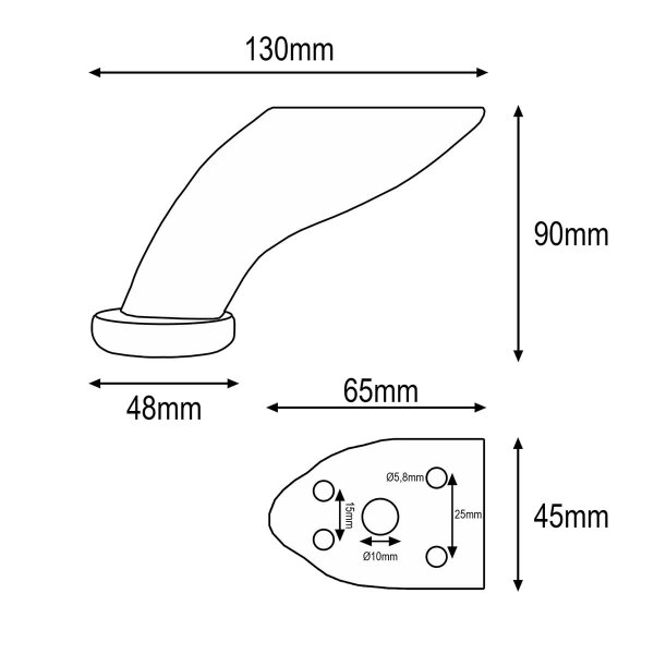 Sofafuß Chrom glänzend 90mm Höhe - Metall Möbelbein Möbelfuß modern - Sofastütze Bodenschoner
