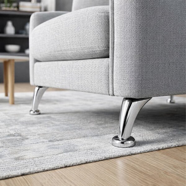 Sofafuß Chrom glänzend 90mm Höhe - Metall Möbelbein Möbelfuß modern - Sofastütze Bodenschoner