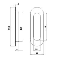Muschelgriff Edelstahl matt gebürstet 150x54mm...