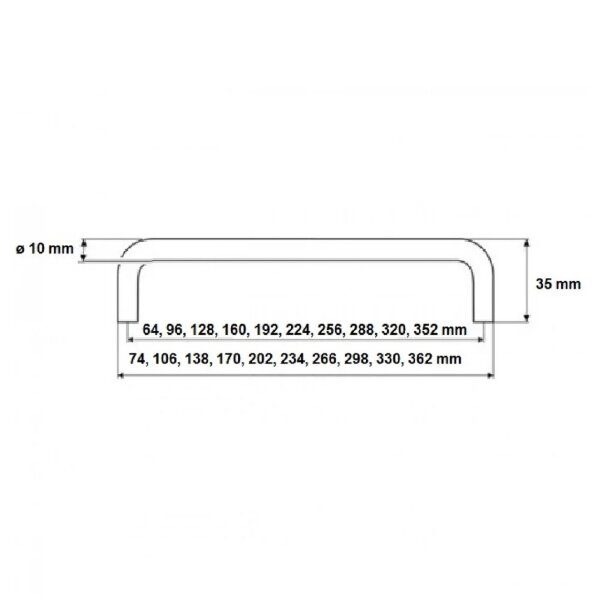 Möbelgriff Chicago Ø10mm Edelstahl massiv gebürstet Schrankgriff - DIY Bügelgriff 64mm Lochabstand