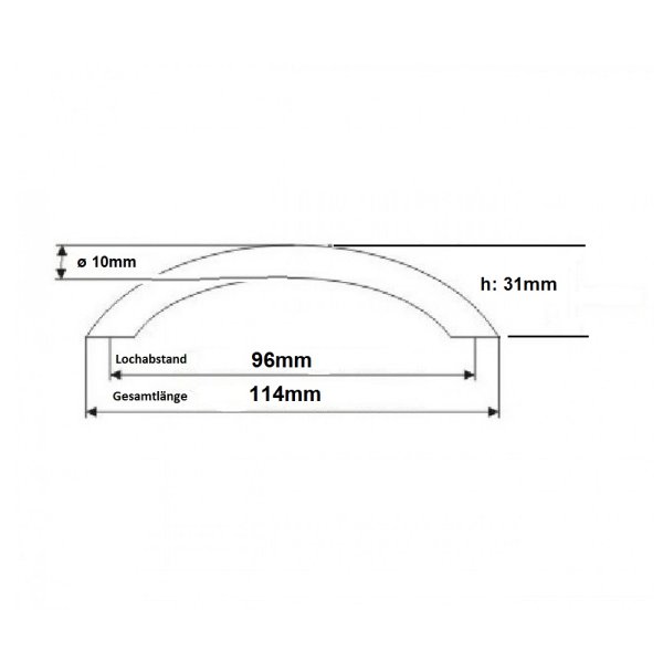 5er Set Edelstahl Möbelgriff ø 10mm La 96mm Segmentbogengriff Miami-96 matt gebürstet